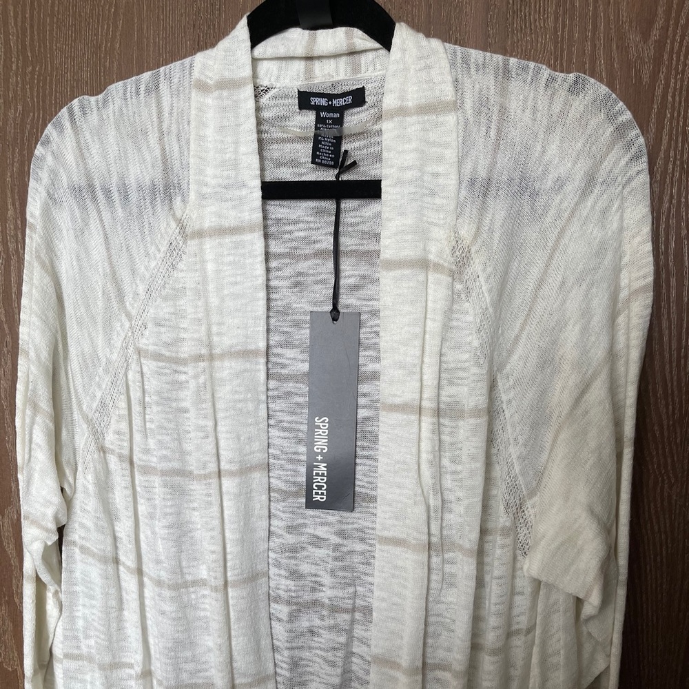 White Striped Long Cardigan